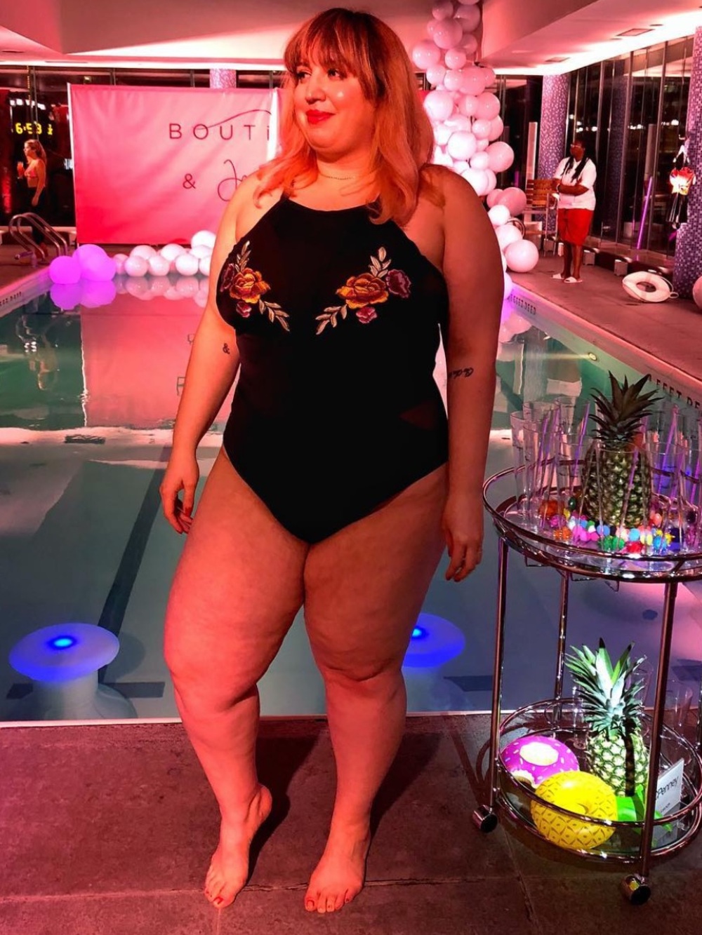 JCPENNEY Boutique+ Plus Size Women's Flower Embroidered One Piece Swimsuit